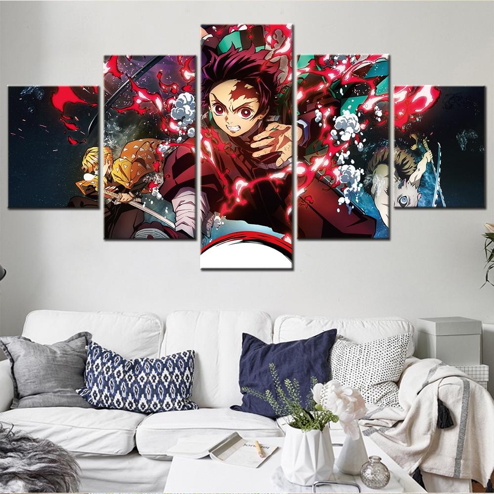 

Minimalist Anime Demon Poster Japan Comic 5 Pieces Wall Art Canvas Prints Modular Pictures Kids Room Decoration Teenager Paper 20x35 20x45 20x55cm