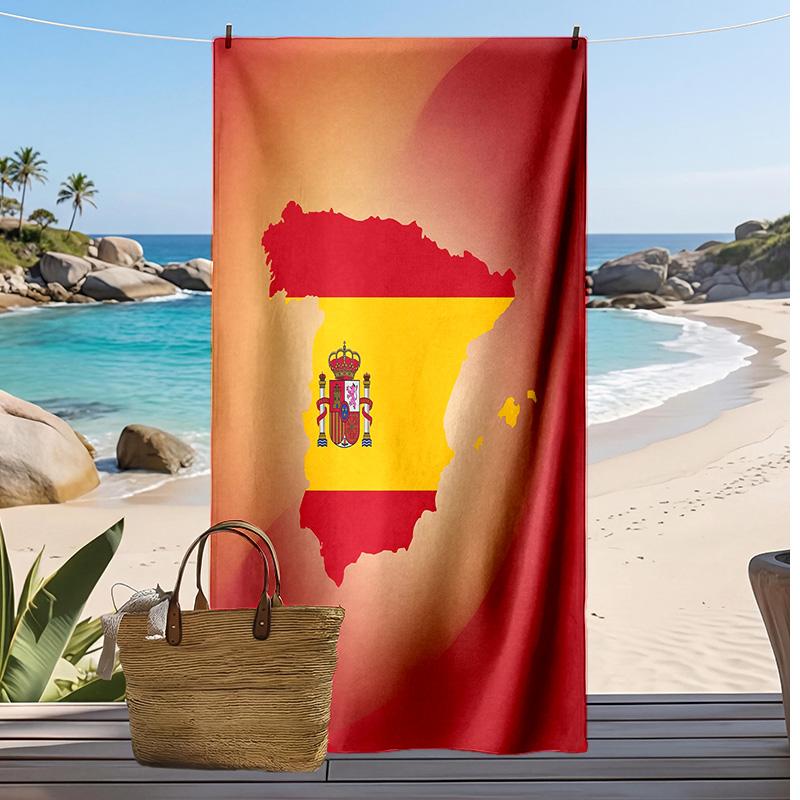 Asciugamano da Spiaggia Stampa Calcio Spagna Asciugatura Rapida Super Assorbente Morbido Asciugamano da Bagno per Nuoto Spiaggia Viaggio Souvenir Regalo