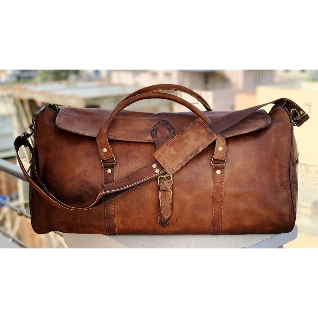 

Новая сумка из натуральной кожи для путешествий, мужская дорожная сумка для спортзала L, винтажная сумка для выходных, коричневая 25 x 10 x 10 in коричневый