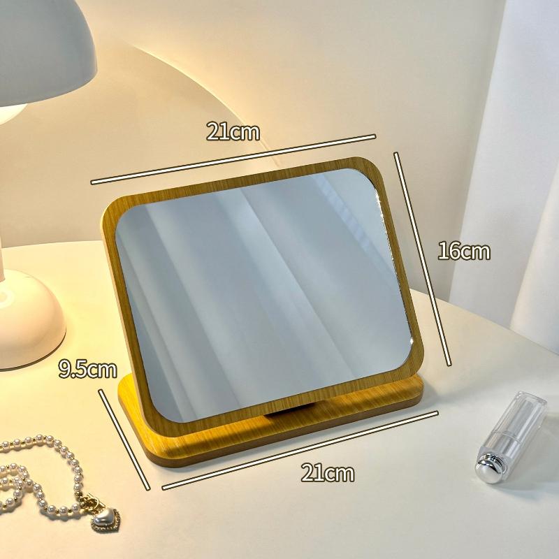 Large Desktop Wooden Makeup Mirror Simple Decorative Mirrors Portable Folding Cosmetic Mirror for Student Dormitory Supplies