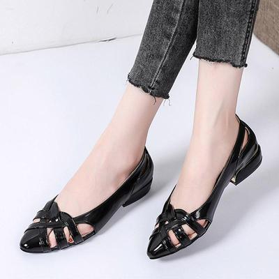 Dames zomer casual geweven puntige neus lage hakken slip op platte schoenen