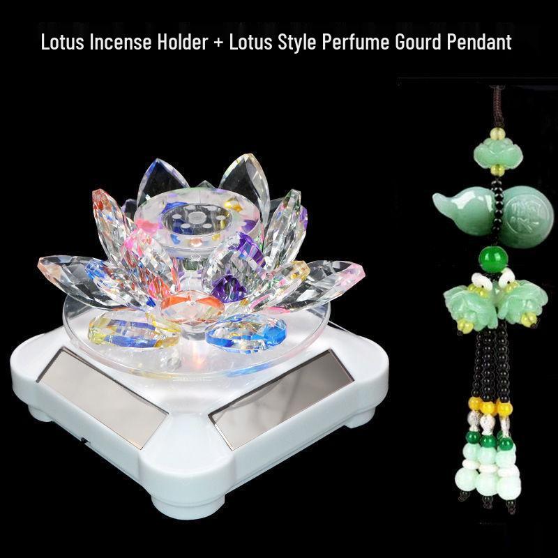 Rotating Crystal Lotus Solar Car Air Freshener & Aromatherapy Ornament