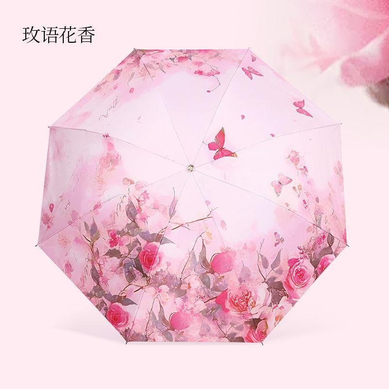 Double-layer sun umbrella vinyl sunscreen UV protection parasol double-sided printing weather and rain manual umbrella female