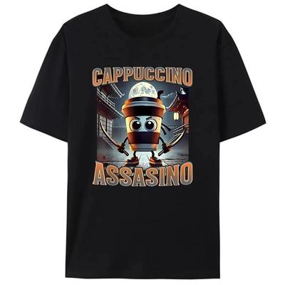Italian Brainrot Cappuccino Assassin Japanese Ninja Funny Expression Pack High Quality Cotton T-shirt Italian Brainrot T Shirt