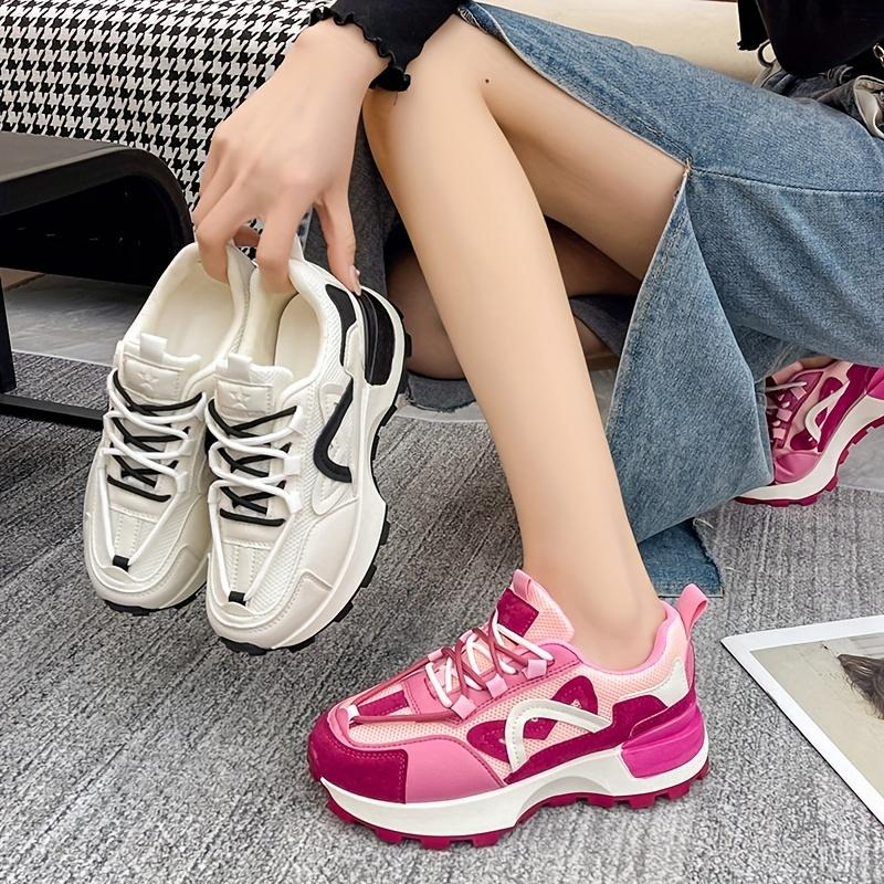 All-Season Chunky-Sole Trendy Versatile Dad Shoes, Comfortable Women's Casual Footwear, Color-Blocked Student Sneakers, Fashionable Women's Shoes