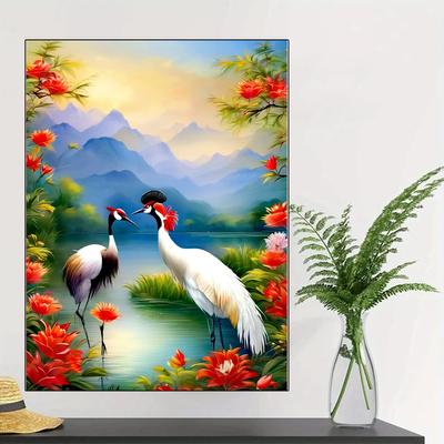 Tiere 5D Diamantmalerei Vogel Roter Kronenkranich Diamant Einlege-Set mit Quadratischer/Runder Stickerei DIY Heimdekoration Geschenk