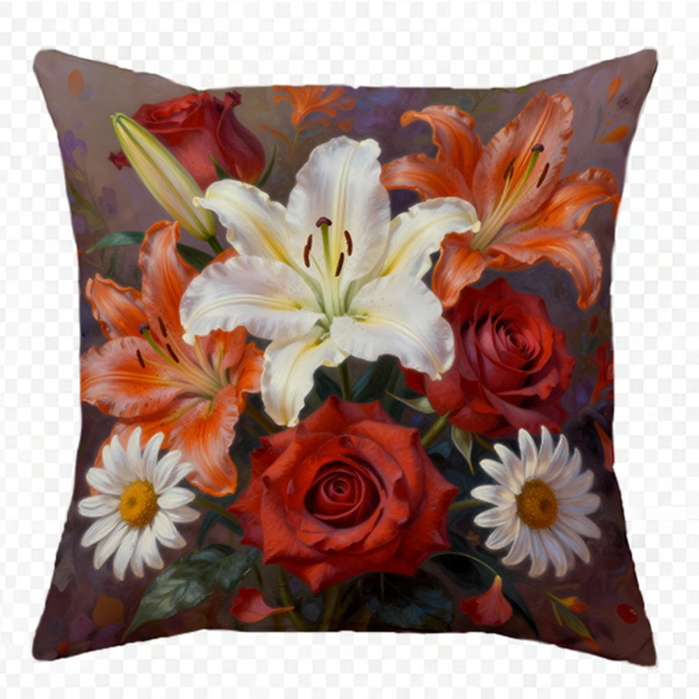 

1/4pcs Floral Patterned Pillow Covers for Cozy Decor Sofa cushion cover home bedroom room decoration 45x45cm-1pcs