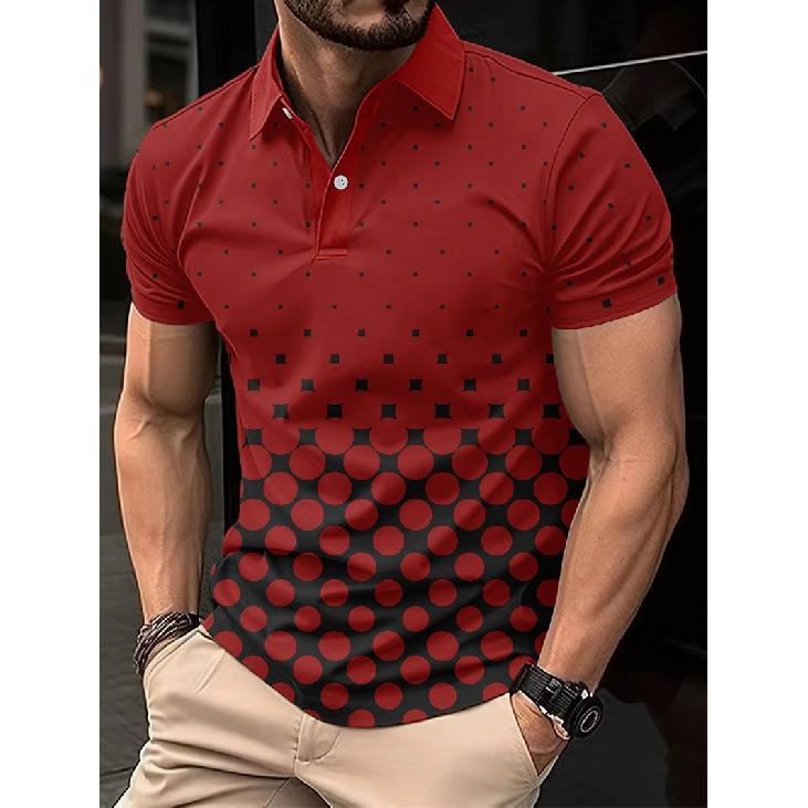 Collared Buttoned Polo Shirt, Outdoor Street Style, Short-sleeved, Sporty, Classic Men's Clothing