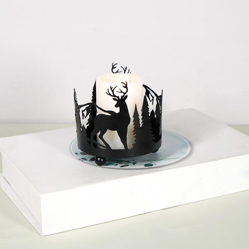 Metalowy świecznik z motywem leśnym Unikalny design Świecznik w kształcie zwierzęcia Stwórz ciepłą, przyjazną atmosferę Świecznik