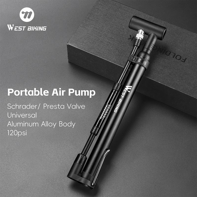 WEST BIKING Bicycle Pump High-pressure Hand Tire Air Inflator Schrader Presta Valve AV FV Bike Air Shock Pump Bike Accessories