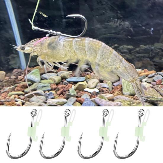 3/10/20/30Pcs Luminous Live Shrimp Fixing Hook Heavy Duty Metal Barbed Fishhook Freshwater Saltwater Catfish Bass Fishing Hook Fishing Accessories