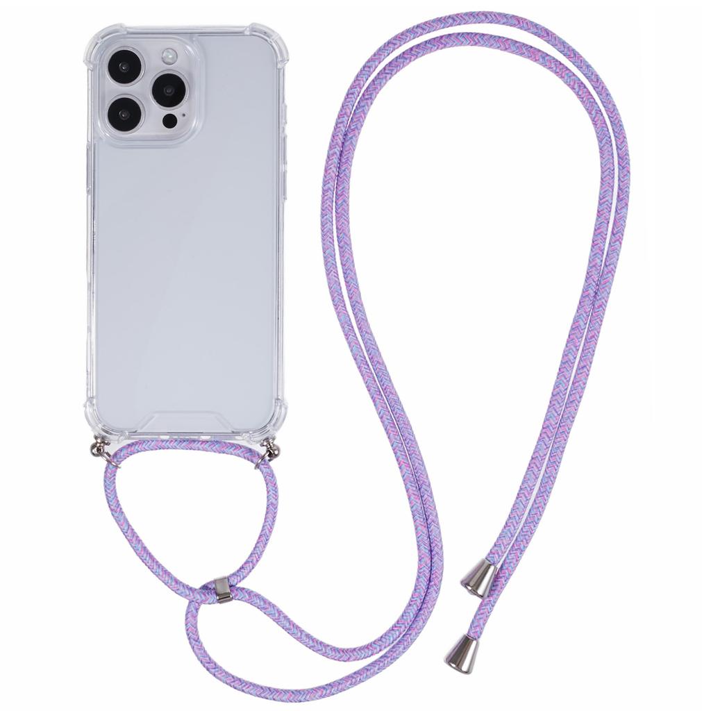 Etui na iPhone 16 Pro Wzmocnione 4 rogi Akrylowe+TPU Pokrowiec na telefon z regulowaną smyczą