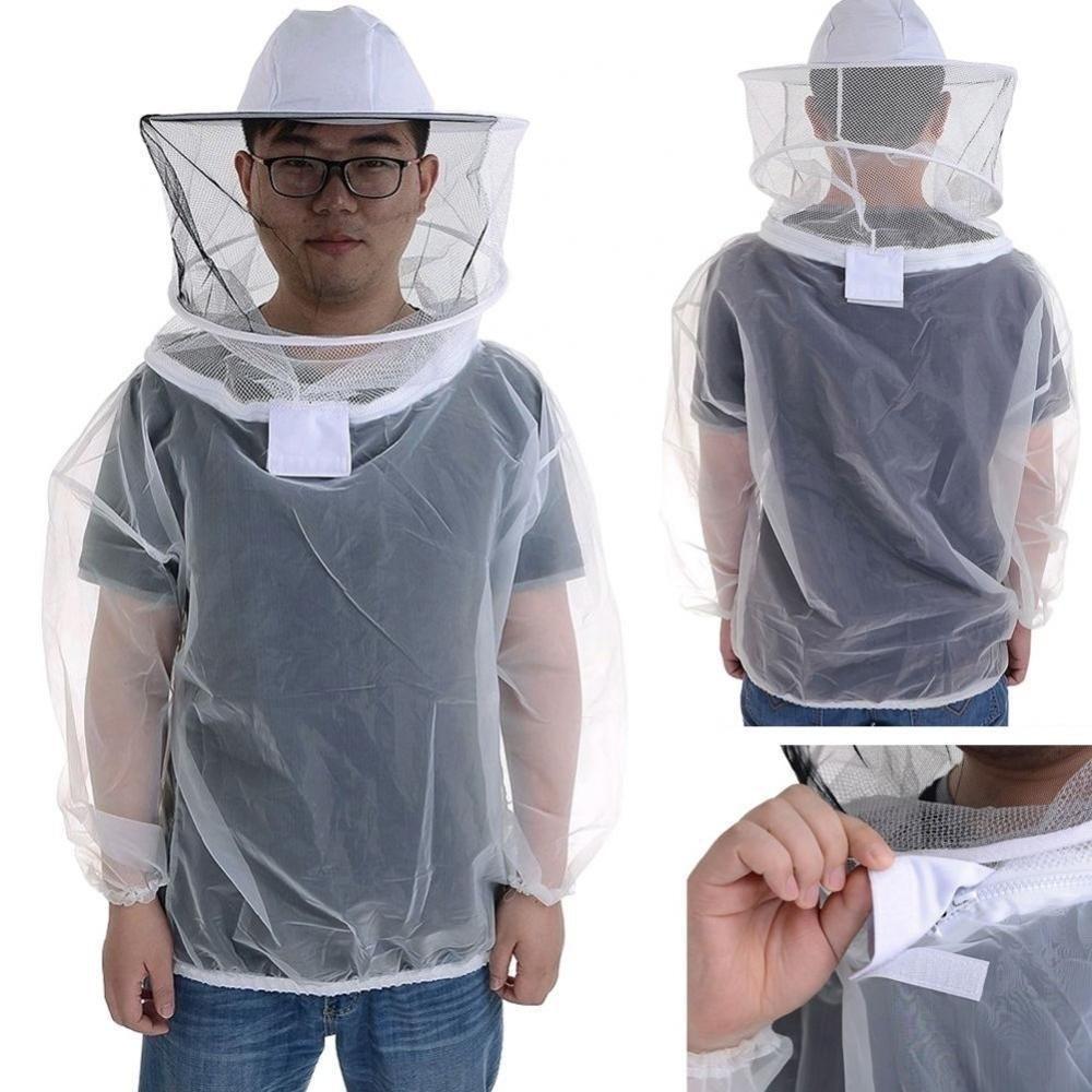 Combinaison d'apiculture respirante Blouse en maille Partie supérieure du corps Veste d'apiculteur Résistante à l'usure Voile à capuche Vêtements d'apiculteur Apiculture