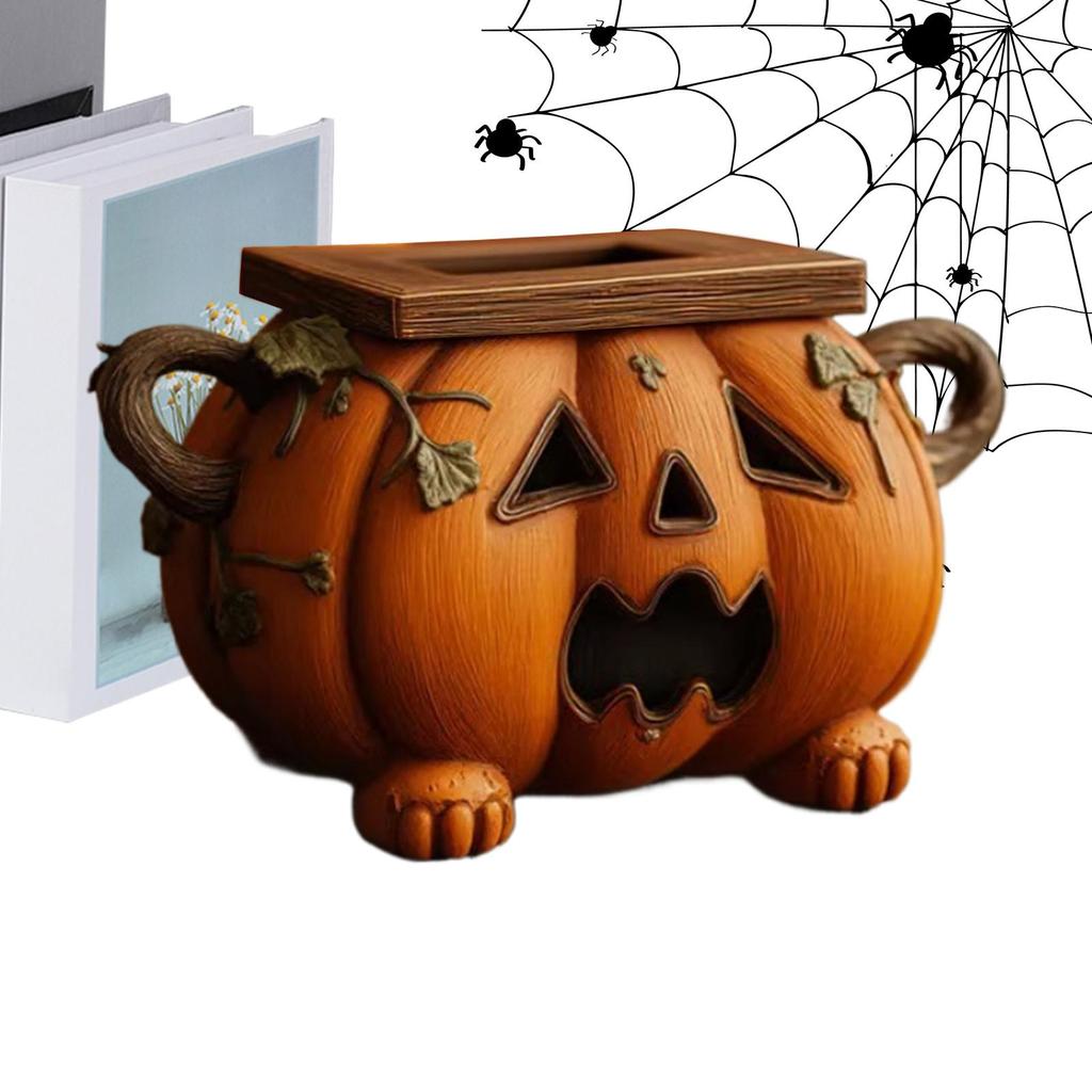 Halloween Pumpkin Tissue Box Holder Halloween Cute Scary Pumpkin Tissue Box Halloween Interior Decoration Horror Style tissueBox