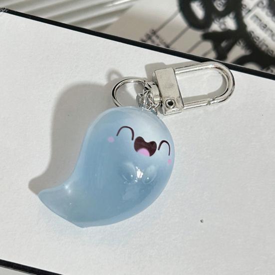 Glow-in-the-dark Ghost Keychain Luminous Design Multiple Expressions Halloween Bag Hanging Ornament
