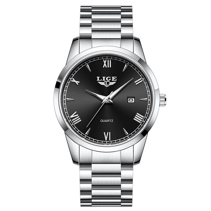 LIGE Original Fashion Watch Man Waterproof Luminous Date Men Watch Stainless Steel Quartz Business Men's Watches