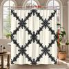 Elegant Black And White Lace Pattern Shower Curtain Waterproof Mildew Resistant Fabric For Modern Bathroom Decor Non-Toxic