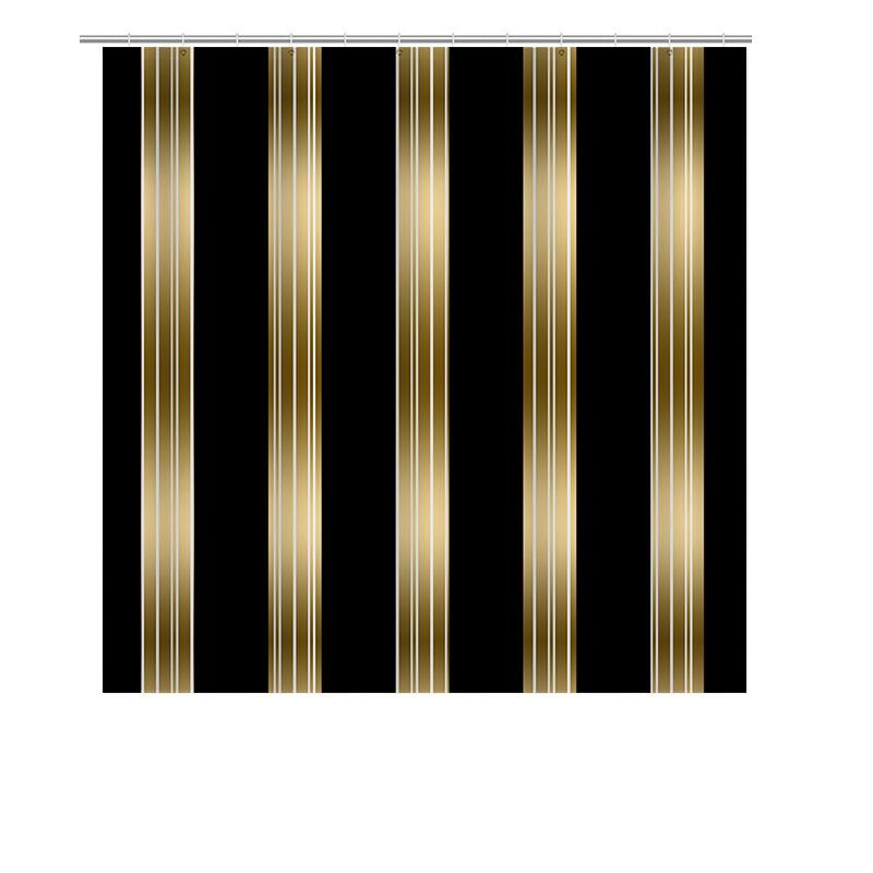 Moderner schwarz-gold gestreifter Duschvorhang - Kreatives lineares Geometriedesign - Innen-Heim-Badezimmer-Dekor - Künstlerischer Badvorhang