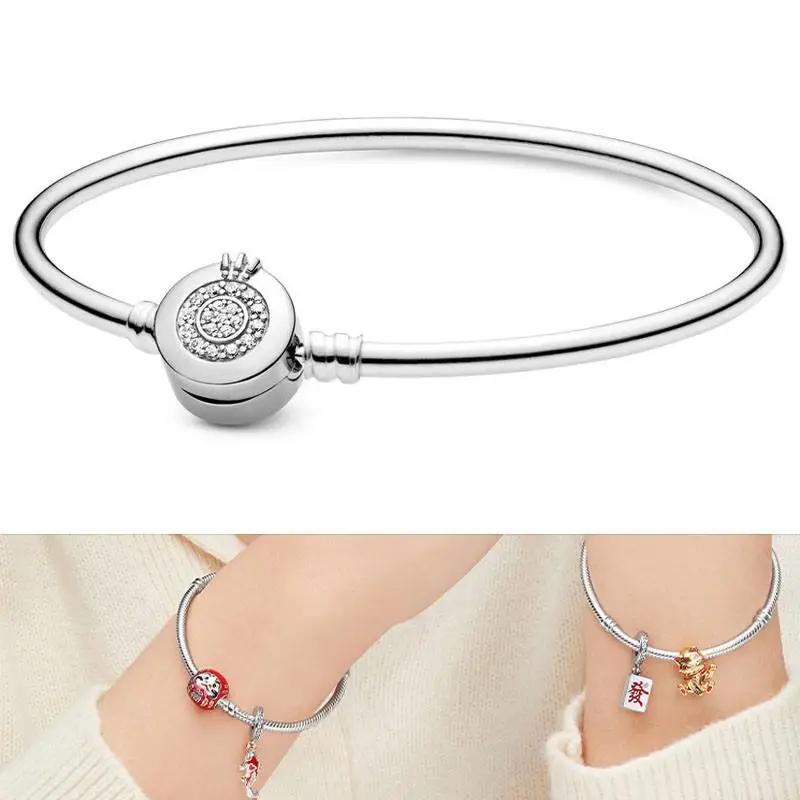 

Срібний браслет зі зміїної кістки 925 проби підходить для оригінальної підвіски для сковороди. Жіночі ювелірні вироби. 17cm