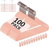 100-pack Premium Velvet Hangers Non-slip Space-saving with 12 Clips 2 Tie Racks Heavy-duty Pink Suit Clothes Hangers
