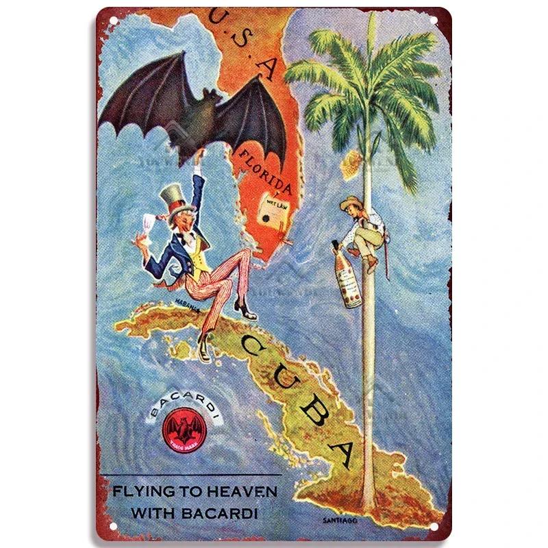 Retro Bacardi Metal Sign, Tin Sign, Rum Brand Plaque, Vintage Plates, Wall Decor, Poster, Bar, Man Cave, Shabby Chic Decorati