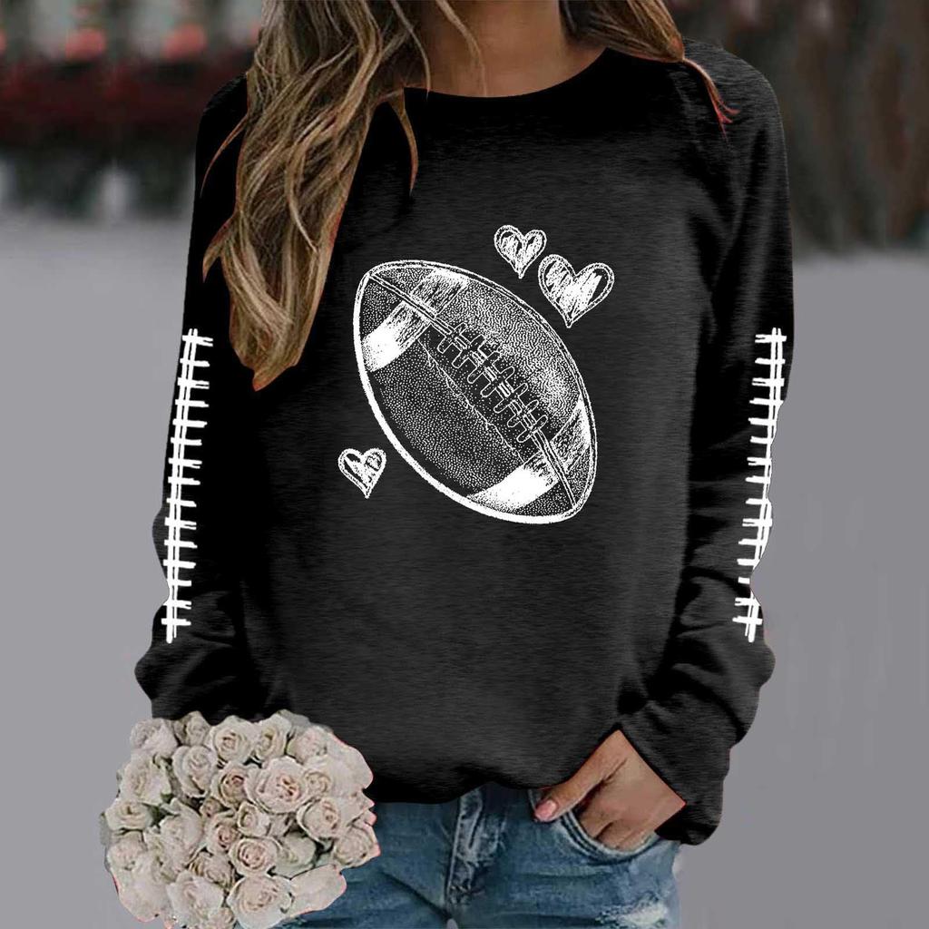 Ladies' Loose Comfortable And Casual Fashionable And Rugby Printed Top