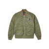 Converse Logo Loose Sports Retro Aviator Jacket Couple Style Green Men's 10024169-A02