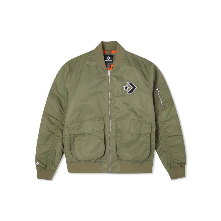 Converse Logo Loose Sports Retro aviator Jacket Couple Style Green Men s 10024169-A02 L