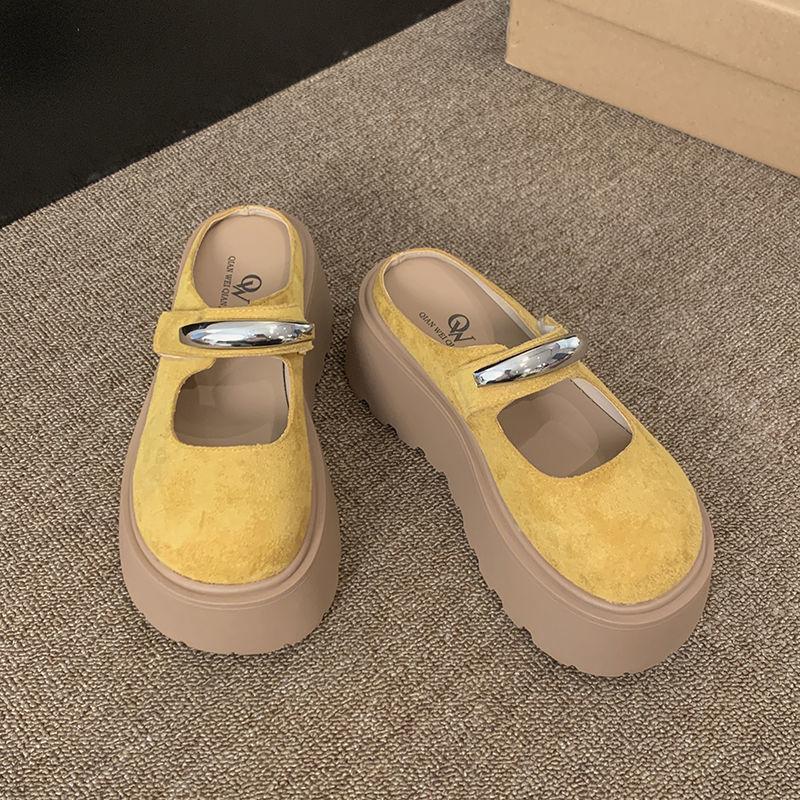 Small Bag Head Height-increasing Slippers Women's Skirt Thick-bottomed Muffin Half Slippers