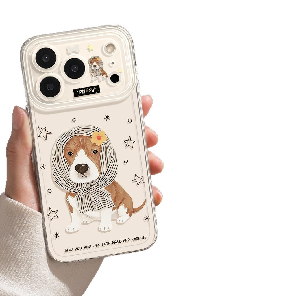 Personalized creative apple 17 mobile phone protective case new iphone17promax transparent 16 cute headscarf puppy