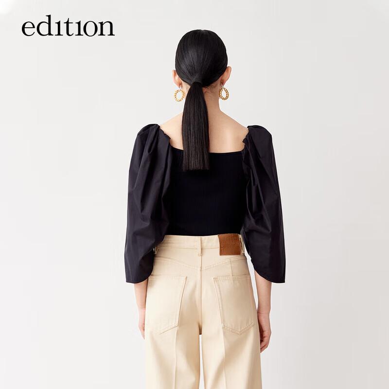 

Edition Women s V-Neck Puff Sleeve Knit Top S