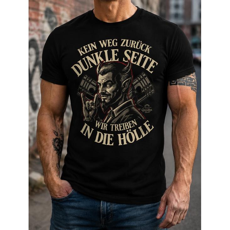 Men's Graphic Tee Short Sleeve Crew Neck Soft Cotton Fit Biker Devil Print Shirt For Streetwear And Casual Wear