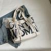 Borsa in Tela con Alfabeto Thai Gentlewoman da Donna Nuova Moda 2024 Borsa a Mano Versatile Borsa a Spalla Crossbody Stile Street Borsa Tote Grande
