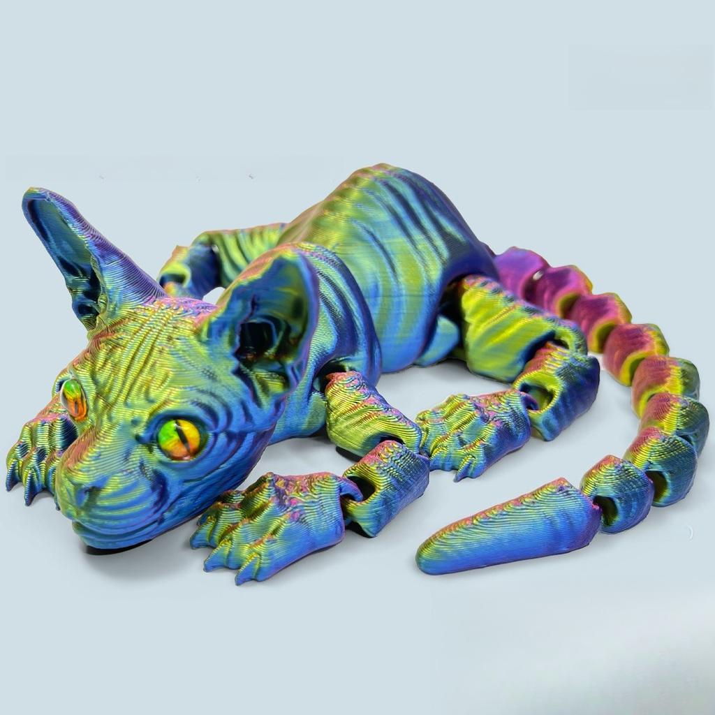 3D-gedruckte Sphynx-Katze Realistische Nacktkatzen-Figur Niedliches 3D-gedrucktes Spielzeug Bewegliches Fidget-Spielzeug für Liebhaber Wohndekor