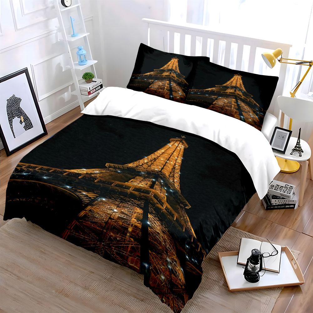 Illuminated Eiffel Tower design. Bedding sets Duvet cover sets Duvet covers Pillowcases(1 * Duvet Cover 2 * Pillowcases without duvet insert)