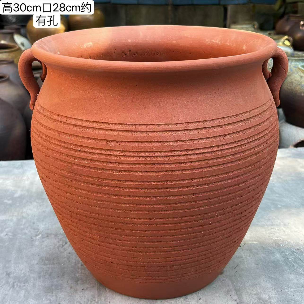 Rustic Outdoor Garden Planter, Large Wide Mouth Handmade Coarse Pottery Pot for Bonsai Tree, Potted Plants & Patio Decor