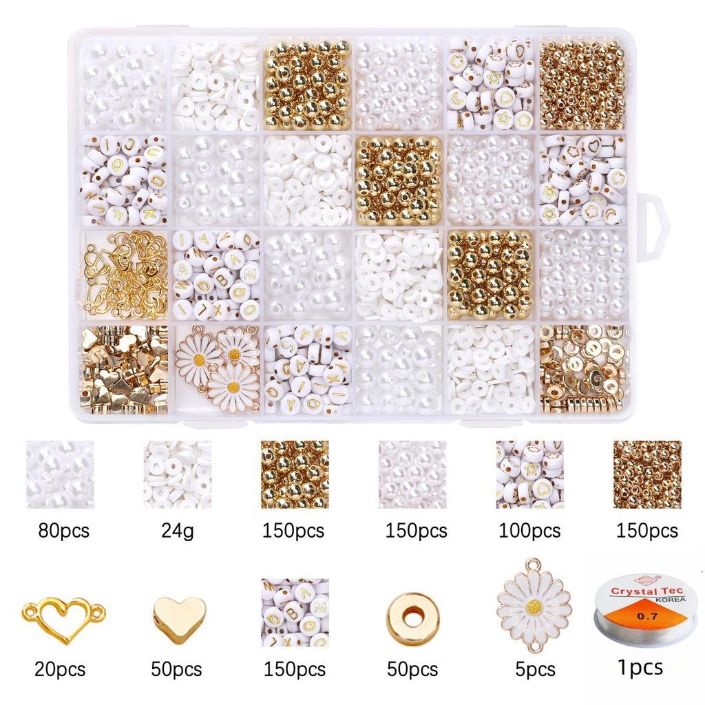 24 Grid Pearl Soft Pottery Sheet Letter Bead Accessories Kit Handmade Diy Beaded Bracelet Necklace Jewelry Accessories
