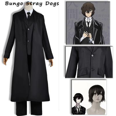 Anime Bungo Toulaví psi Dazai Osamu Cosplay Kostým Dlouhá bunda Kabát Obleky Oblečení Jednotné Halloweenské oblečení na vánoční večírek