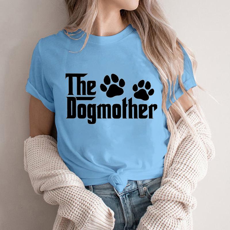 Women Vintage Puppy Paw Graphics Fun Letter Print T Shirts Crewneck Short Sleeve Dog Mama Life Streetwear Fashion Ladies Tshirts
