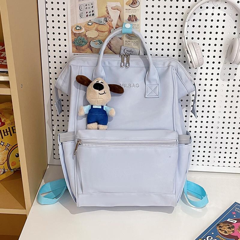 

Casual Nylon Student Backpack With Embroidery And Air Cushion Straps For Middle School Girls And Boys синий