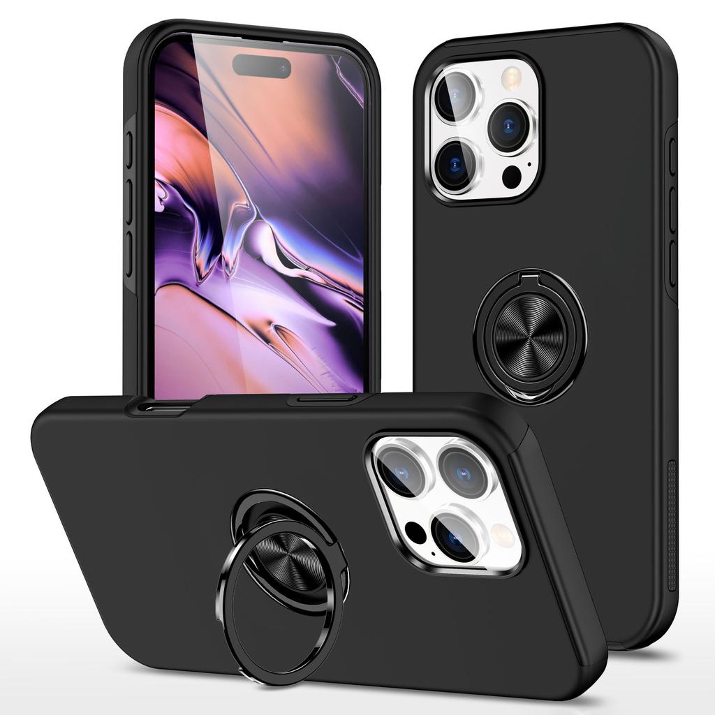 For iPhone 16 Pro Case Kickstand PC+TPU Phone Cover Magnetic Car Mount