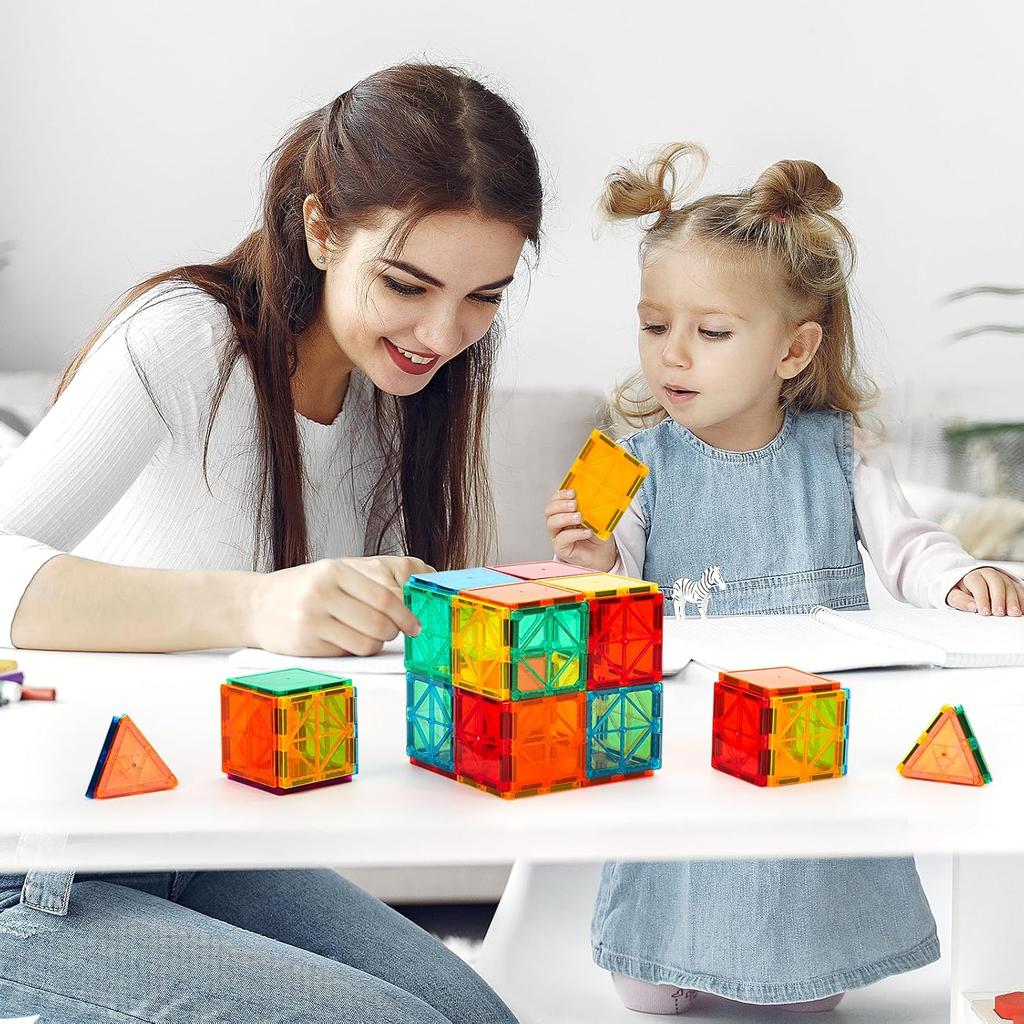 Magnetic Tiles, 100PCS Building Blocks, Magnets Building Set, STEM Construction Stacking Toy Gift for Kids 3+ Boys and Girls Preschool