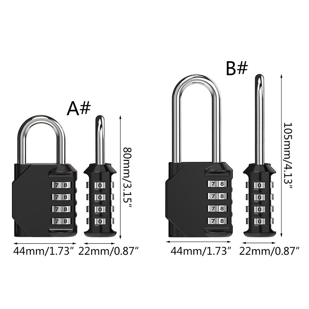 Candado mecánico grande de cuatro dígitos para armario de gimnasio, con contraseña, industrial, para equipaje, escuela, gimnasio, al aire libre.