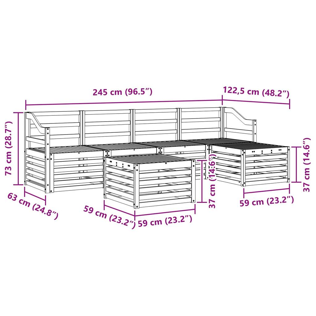 Outdoor Sofa Set 6 pcs Natural