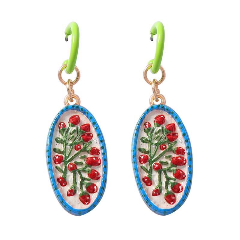 Vintage Artistic Creative Design Alloy Drop Oil Palm Tree Flower Drop Earrings For Women  Banquet Party Jewelry Gifts