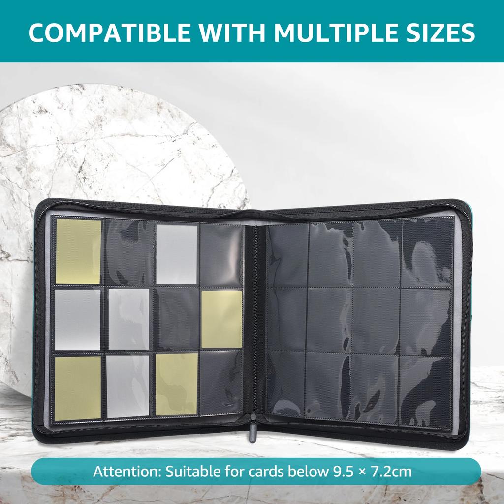 Collectible Card Binder Album 480 Card Holder 12 Pockets Large Capacity PU Leather Cover Trading Card Binder Album