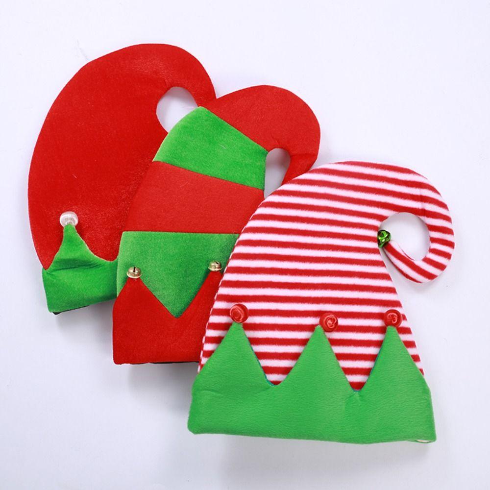 Ball Christmas Hat Green Santa Elf Hat Outdoor Stripe Xmas Cap  Girls