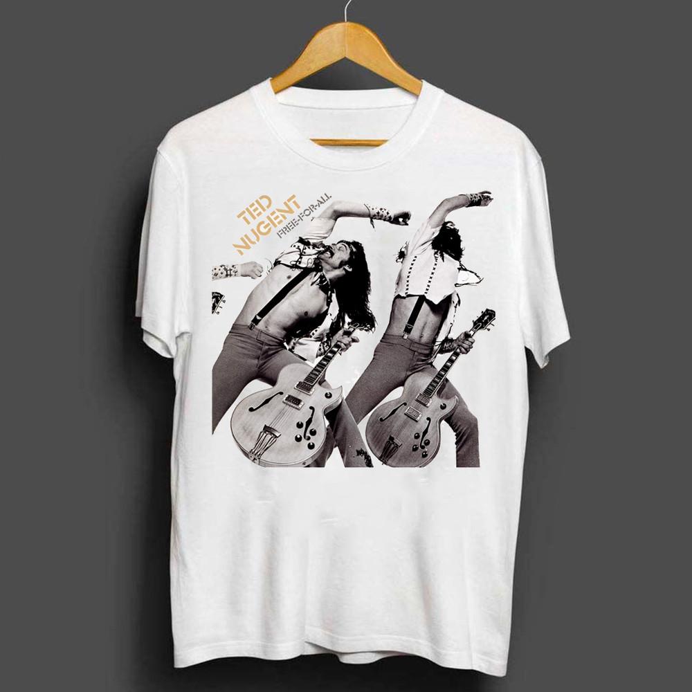 

Ted Nugent - Free-for-All T-shirt Tee White Short Sleeve Full Size S-5XL Unisex T-Shirt XXL