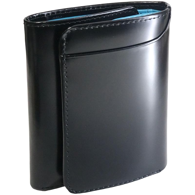 

[Berkut] black x blue men s trifold wallet trifold wallet genuine leather cordovan horse leather horse leather leather horsehide compact wallet mini