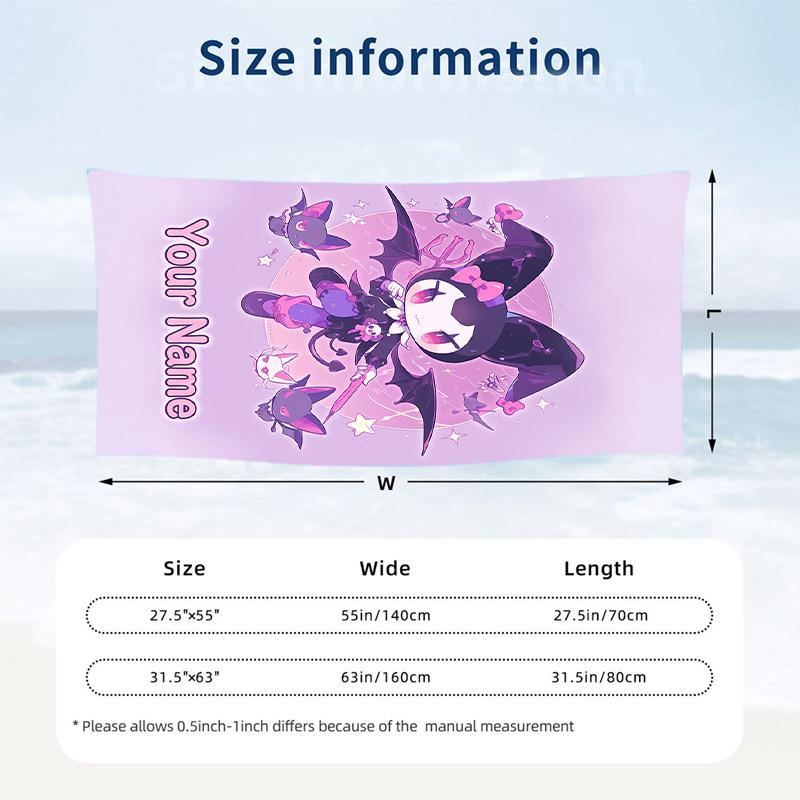Beach Towel Custom Name Text, Quick Dry Large Towel For Beach HomeKuromi